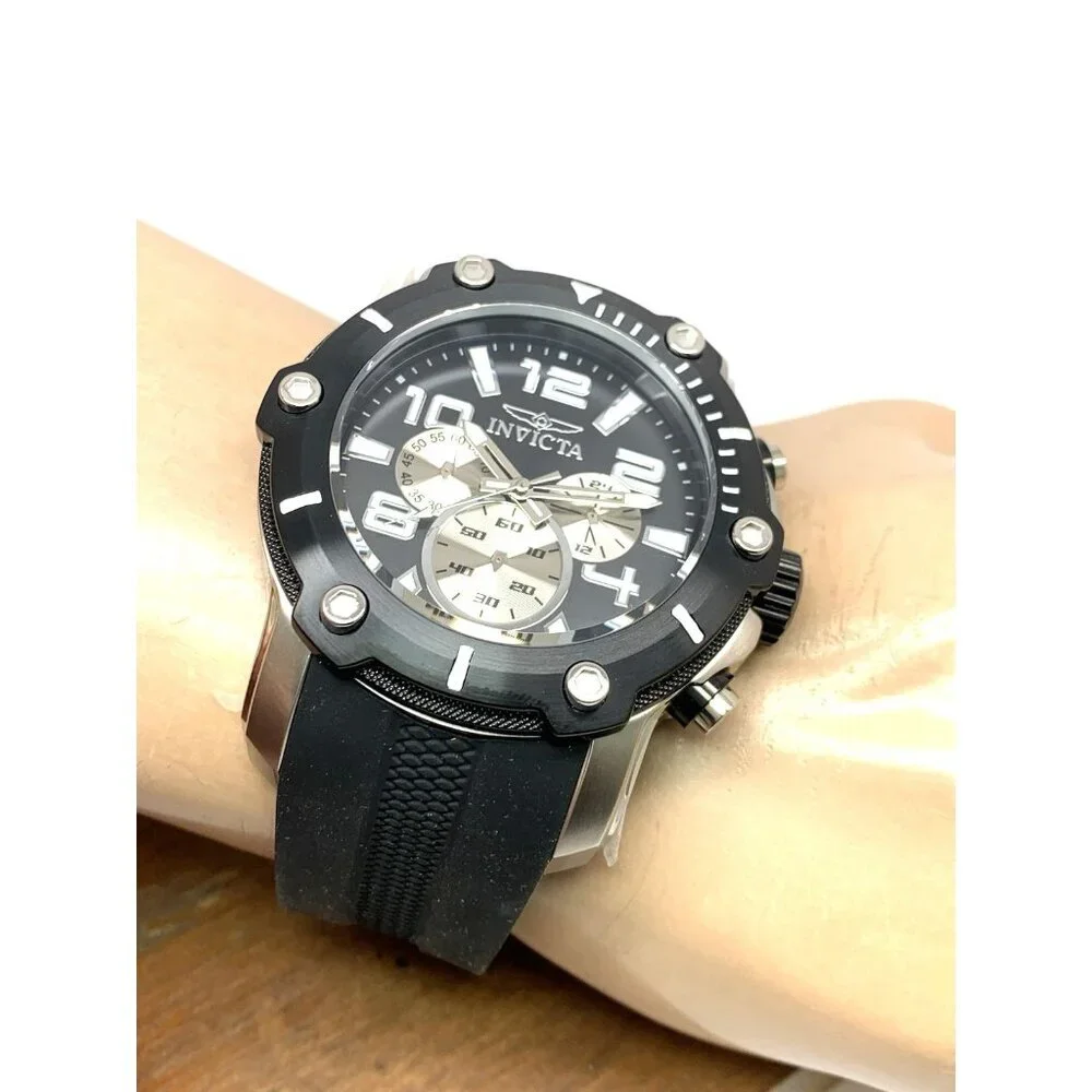 Invicta Men's Watch 45739 Pro Diver Quartz Chronograph Black Dial Rubber Strap